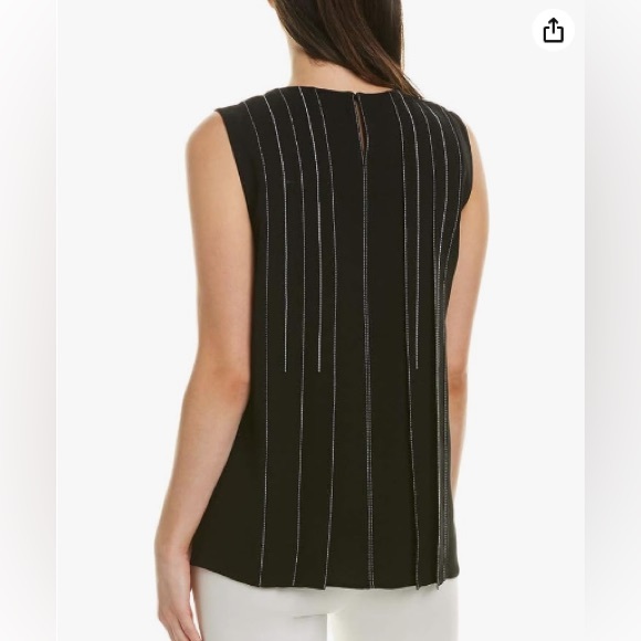 Lafayette 148 New York Finesse Crepe Tayla Blouse Sz M - Picture 3 of 11